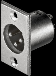XLR panel connector, 3-pin, nickel-plated contacts