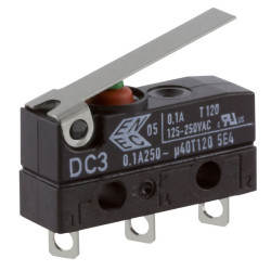 ZF DC3C-A1LB Microswitch SPDT 0.1A 250V AC, Short Lever, Solder, IP67