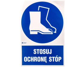 Samoprzylepna tabliczka ostrzegawcza /Stosuj ochronę stóp z podpisem/ IM/008/1/C1/F