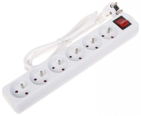 Przedłużacz 6-gniazd PR-1.5M-6G-SW/W 1.3m