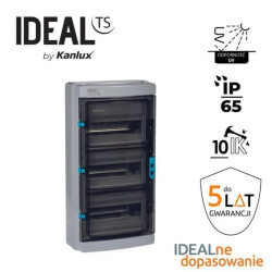 Rozdzielnica modułowa tworzywo 3X12 natynkowa IP65 IK10 N+PE II klasa drzwi szare transparentne KDB-IP65-S36T szary 38455