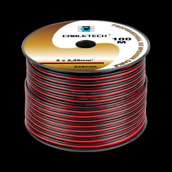 2x2.5mm OFC Speaker Cable - 99.99% Copper, Black & Red