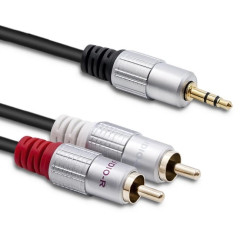 Qoltec Kabel 2x RCA / Mini Jack 3.5mm męski 2m Czarny