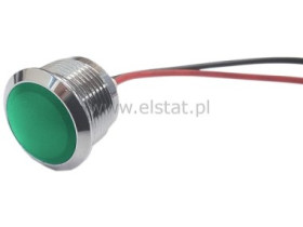 Kontrolka LED 16mm, 230V+ przew. wypukła zielona