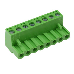 8-Way 5.00mm Right Angle Pluggable Terminal Block Green 15A 300V