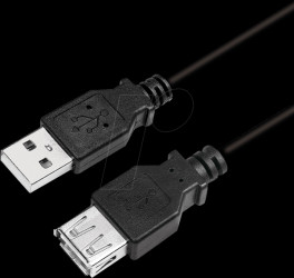 CU0011B USB 2.0 cable, USB-A/M to USB-A/F, black, 3 m