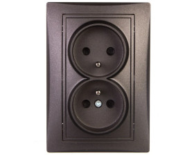 DOMO Gniazdo podwójne kompletne ochrona styków śrubowe 16A 250V grafit 011260141 24915