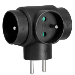 Rozgałęźnik sieciowy 3 gniazda z uziemieniem (T) czarny VA0276B VAYOX