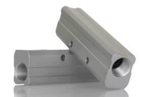 Rozdzielacz liczba wylotów 3 wylotowe G 1/4 żeńskie Aluminium wlotowe G 3/8 żeńskie liczba wylotów 2 75 bar