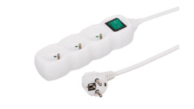 Przedłużacz 3-Gniazdowy, 5M Biały, Z Wyłącznikiem, 3X1,0Mm Owy 35350