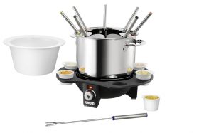 Unold Elegance Fondue 1000 W z ręcznym ustawieniem temperatury stali szlachetnej, czarny