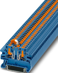 Knife disconnect terminal, push-in connection, 1.0-4.0 mm², 2 pole, 20 A, 6 kV, blue, 1079060