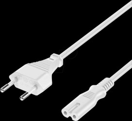 Euro plug straight to IEC socket (C7) straight. White. 5.00m