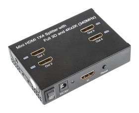 Splitter wideo HDMI, HDMI, 4-portowy, 3840 x 2160 1 4, NewLink