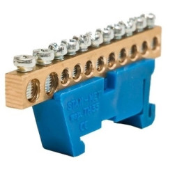 Listwa zaciskowa zerowa 9x10mm2 + 2x16mm2 niebieska TH 35-11/25/N