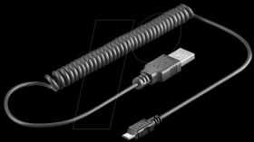 62334 USB spiral cable,A plug/micro B USB 5P plug&gt;1.0m