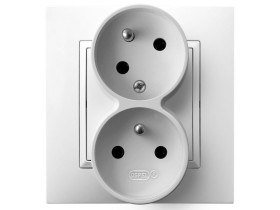 ARIA Gniazdo podwójne z uziemieniem z funkcją niezamienności faz kompletne z ramką biały GP-2UC/00 OSPEL