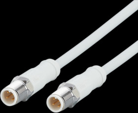 Sensor actuator cable, M12 cable plug, straight, D to M12 cable plug, straight, D, 4 pole, 1 m, mPPE, gray, 4 A, EVF530