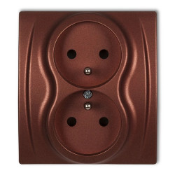 LOGO Gniazdo podwójne z/u brązowy metalik 9LGP-2zp