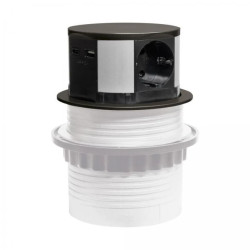 Gniazdo meblowe do zabudowy 3 złącza wtyczkowe schuko 1xUSB A 1xUSB C GMZ-5AO W-72014