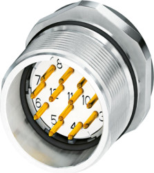 Flange plug, M23, 19 pole, solder connection, standard/SPEEDCON locking system, straight, 1243855