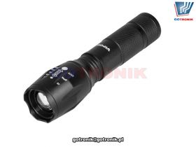 Latarka aluminiowa 10 W z funkcją zoom i kablem micro USB