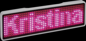 125910 LED Name Tag, 11x44 pixels, USB, silver frame, pink LED
