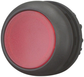 Pushbutton, illuminable, groping, waistband round, red, front ring black, mounting Ø 22.5 mm, 216926