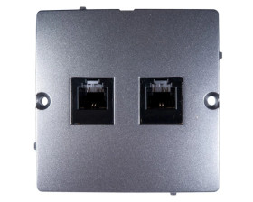 Simon Basic Gniazdo telefoniczne podwójne 2xRJ11 stal inox BMTF2.02/21