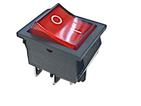 Przełącznik kołyskowy chwilowy KCD4 15A 250V (on)-off czerwony