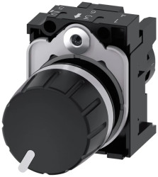 Potencjometr kompaktowy 22mm 2,2kOhm 1W IP69(K) tworzywo czarna gałka z uchwytem przył śrub SIRIUS ACT 3SU1200-2PW10-1AA0