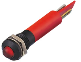 Lampka kontrolna do montażu panelowego 24V ac, czerwona 8mm LED Końcówka lutownicza RS PRO