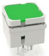 Short-stroke pushbutton, Form A (N/O), 100 mA/35 V, illuminated, green/yellow, actuator (green), 2.9 N, THT, 3.14.200.911/0000