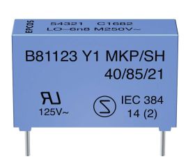 Kondensator tłumiący Y1 MKP, Epcos B81123-C1222-M, 2.2 nF, 250 V/50-60 Hz,