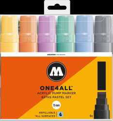 444993 Acrylic markers, 15 mm, pastel, 6 colours