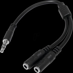 MUY1MFFS audio cable, 3,5 mm jack to 2x jack extension, 0,2 m