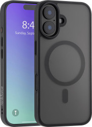 Renkforce RF-6676268 Futerał backcase Apple iPhone 16 czarny, przeźroczysty Ładowarka indukcyjna, Kompatybilny z MagSafe