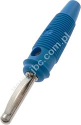 VQ 30 BL Wtyk izolowany 4mm spręż., przyłącze lutowane, z poprzecznym otworem 4mm, elastyczna odgiętka, niebieski, Hirschmann, 9