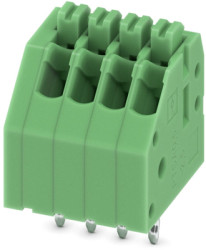PCB terminal, 4 pole, pitch 2.5 mm, AWG 24-10, 2 A, spring-clamp connection, green, 1989764