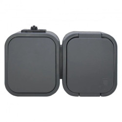 Łącznik n/t jednobiegunowy + Gniazdo pojedyncze 2P+Z B2, IP54, GWN-B2, szary,OR-OE-7807/G