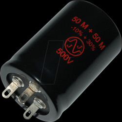 ELKO 2X50/500V Electrolytic capacitor for tube technology, radial, 50 + 50 uF,