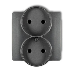 DECO Gniazdo podwójne b/u grafitowy 11DGPR-2p