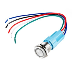 Metal Pushbutton with Wires - Momentary (16mm, Blue)