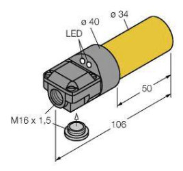 Turck Czujnik indukcyjny nie podtynkowy PNP, Przełącznik NI20-K34SR-VP4X2
