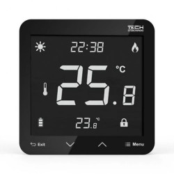 TECH ST-297 V3 - Regulator pokojowy przewodowy dwustanowy kolor czarny szklany