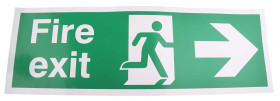 Znak wyjścia, PET, Zielony/biały, Fire Exit, Angielski, Opis: WYJŚCIE POŻAROWE