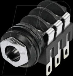 NMJ6HC-S 6.35 mm stereo jack socket, switchable, with chrome sleeve