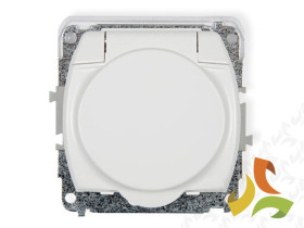 TREND Gniazdo hermetyczne z uziemieniem schuko (klapka biała przesłony torów prądowych) biały GPB-1sp KARLIK