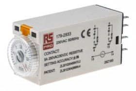 Przekaźnik czasowy zwłoczny jednofunkcyjny 0.1 → 3min DPDT 2-stykowy DPDT 230V ac