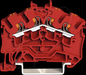 2202-6403 4-wire feed-through terminal, diameter 0.25 - 4.0 mm², red